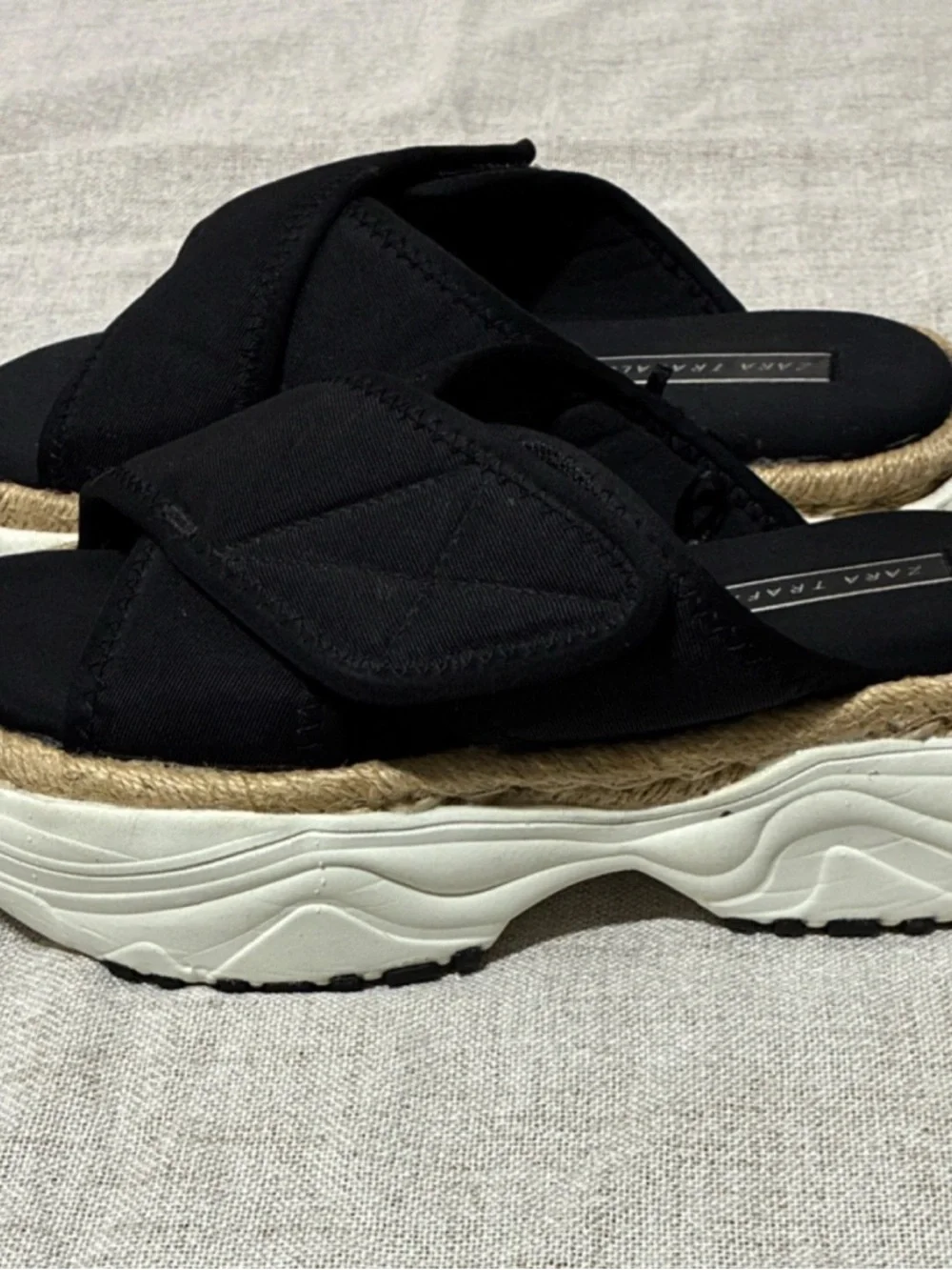 Zara Black Crisscross Espadrille Platform Sandals - Picture 3 of 7